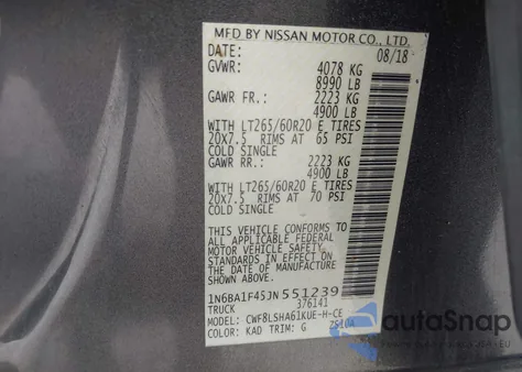 2018 Nissan Titan Xd Sv Diesel z USA, uszkodzony, nr VIN 1N6BA1F45JN551239